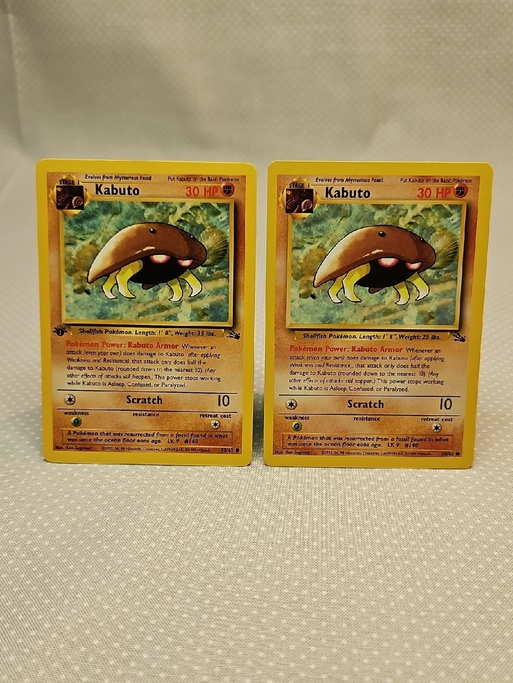 1999 Pokemon Kabuto 50/62 Fossil 1st Edition & Regular Card